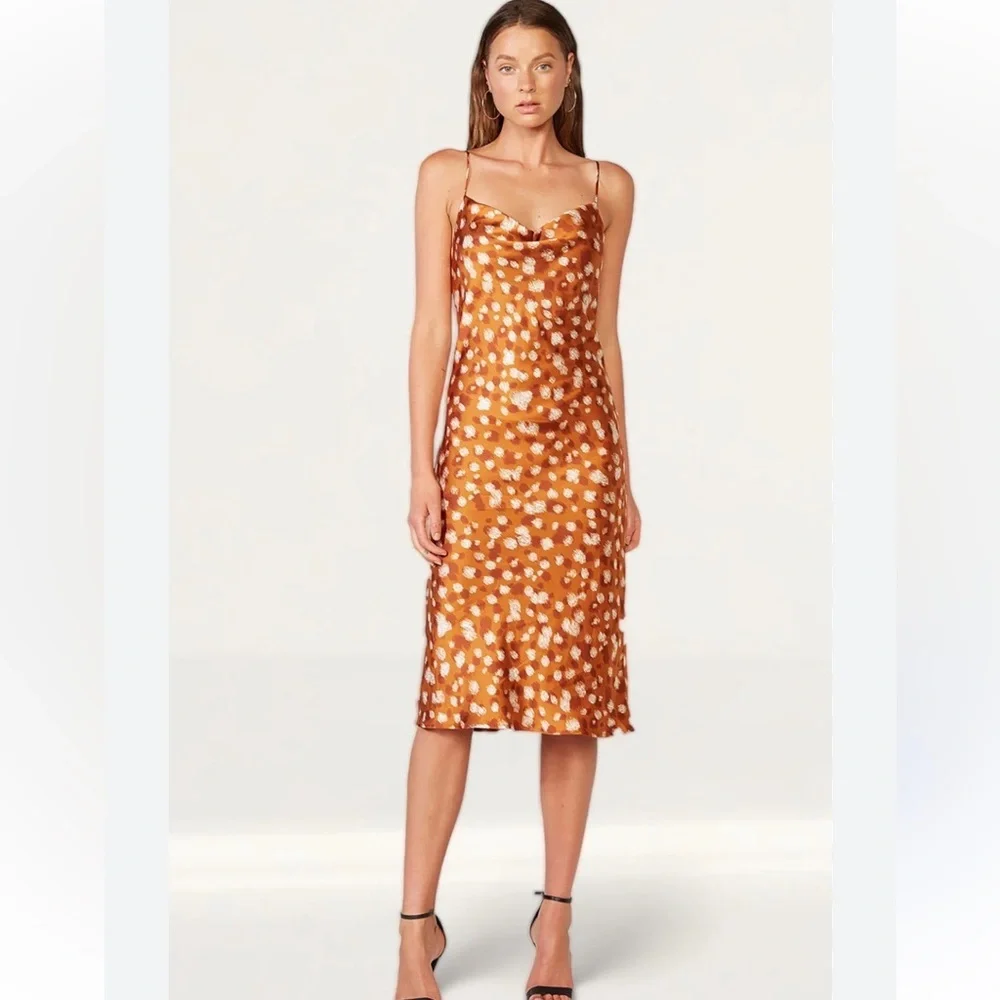 Bardot Sketched Spot Printed Slip Dress - Size 8 - Medium